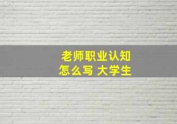 老师职业认知怎么写 大学生